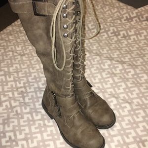 Knee high combat boots